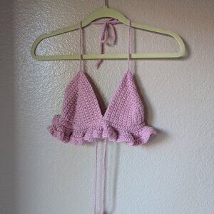 Handmade crochet triangle top, size S